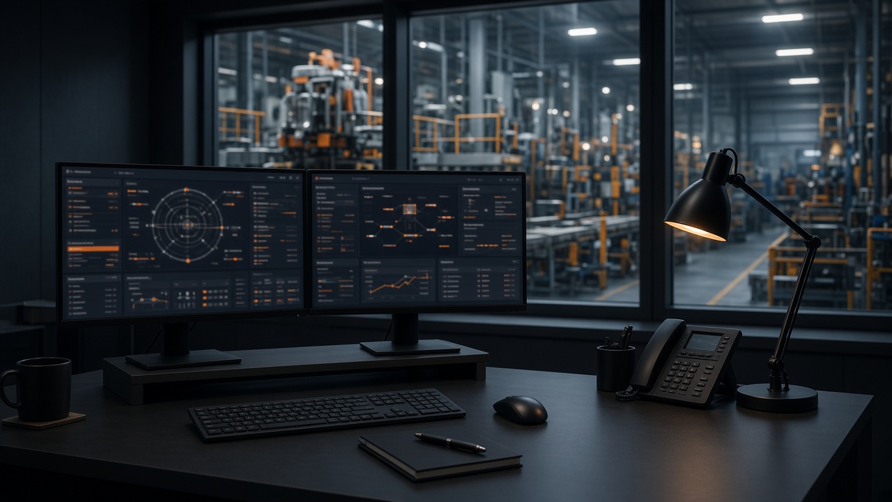Postazione di controllo e supervisione di una macchina industriale